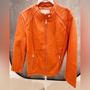 Marc New York Faux Orange Leather Moto Jacket - NWOT.